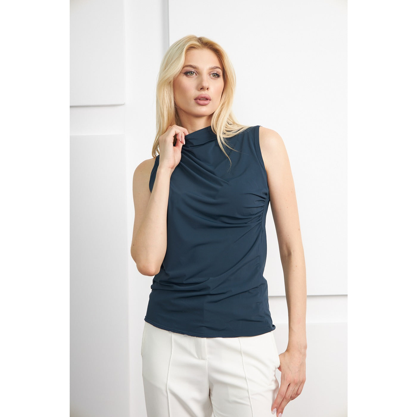 Blue Neck Pleated Top | Montivo Pakistan