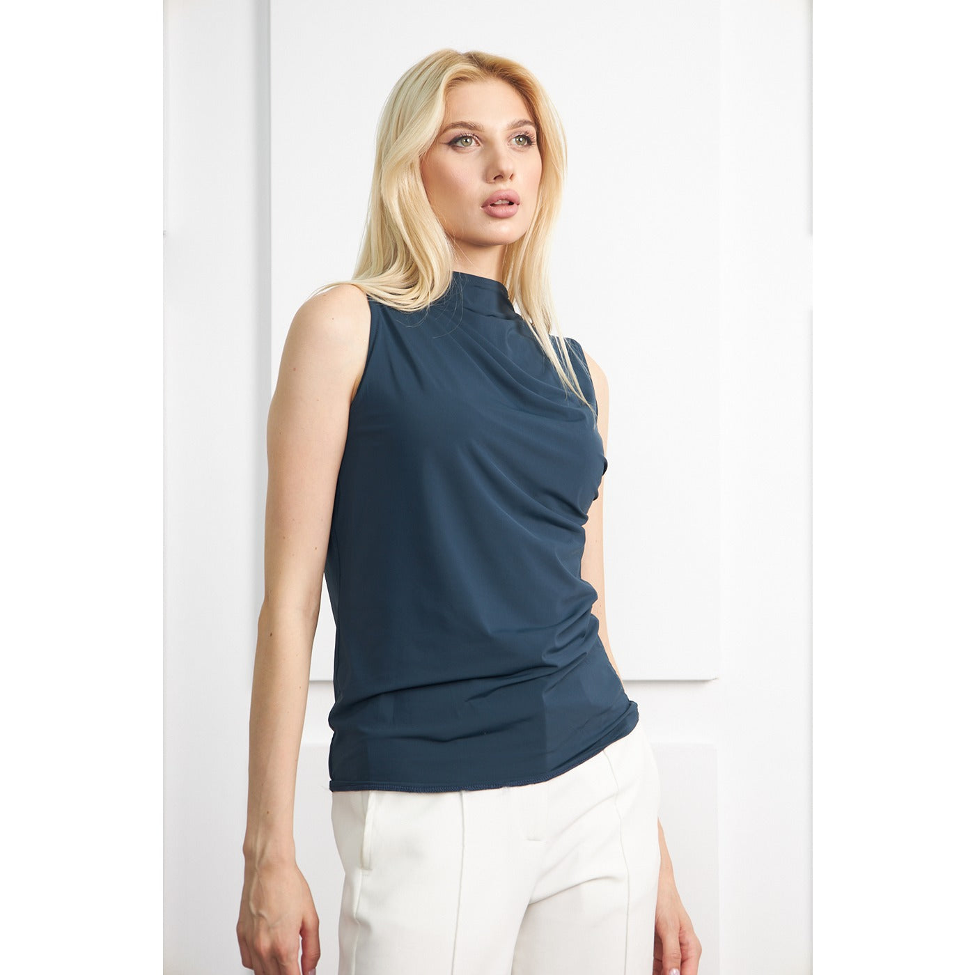 Blue Neck Pleated Top | Montivo Pakistan