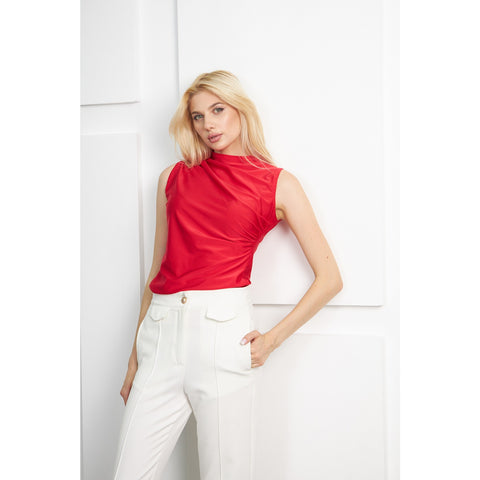 Red Neck Pleated Top | Montivo Pakistan
