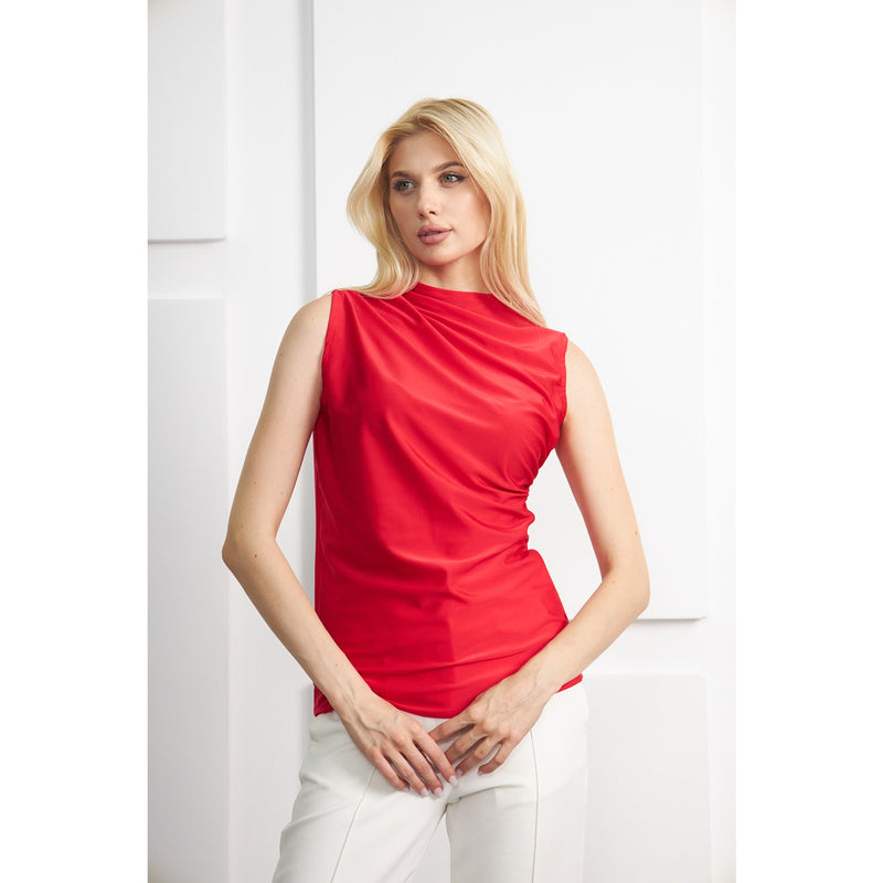 Red Neck Pleated Top | Montivo Pakistan