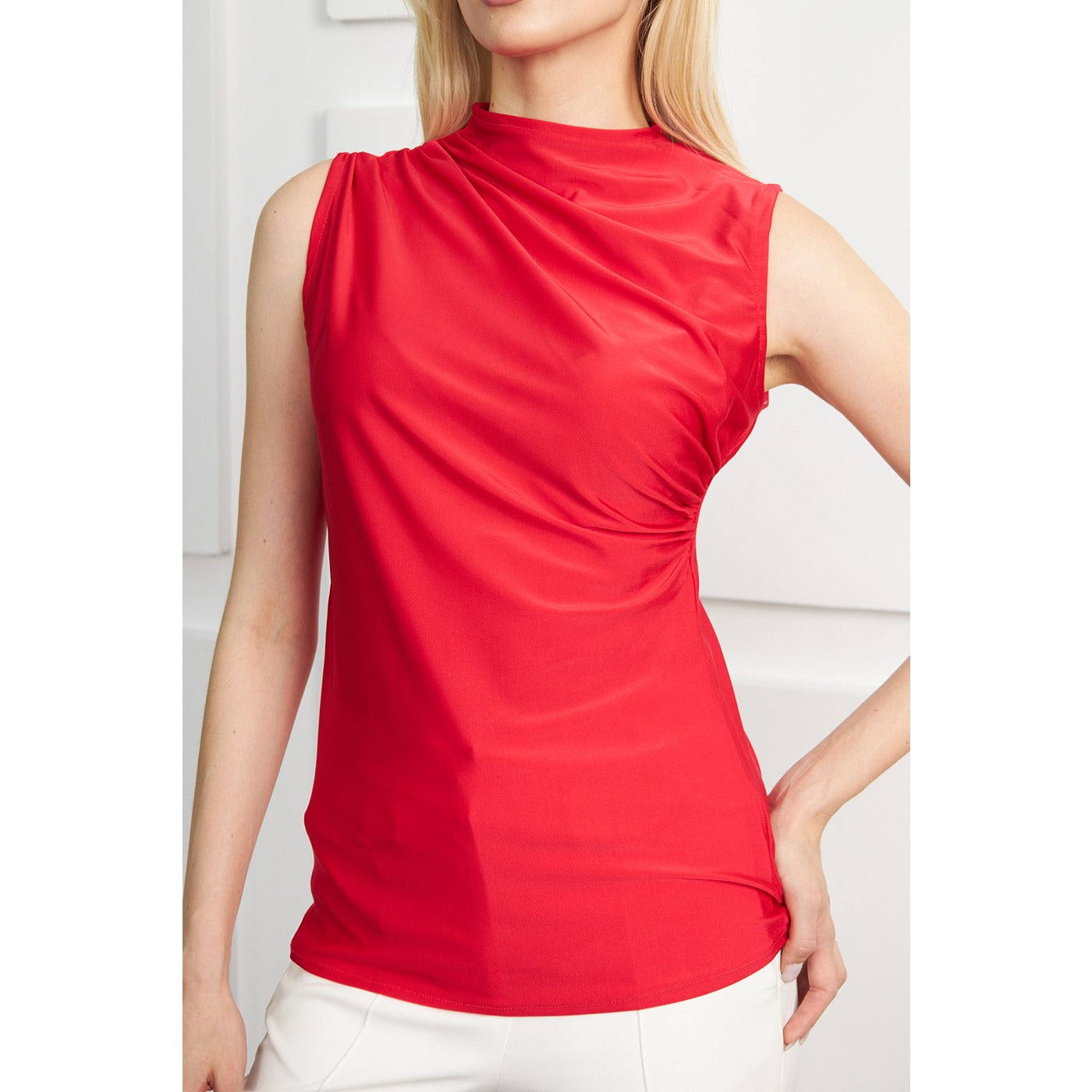 Red Neck Pleated Top | Montivo Pakistan