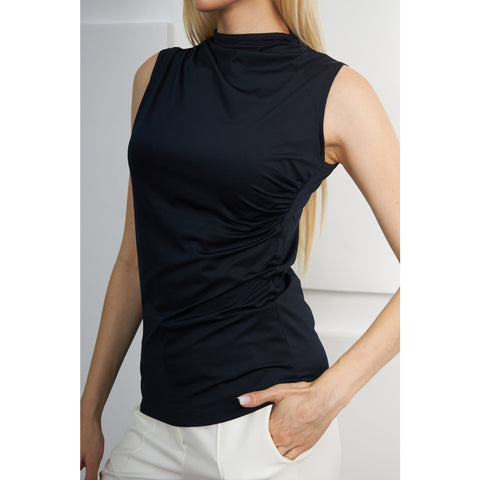 Black Neck Pleated Top | Montivo Pakistan