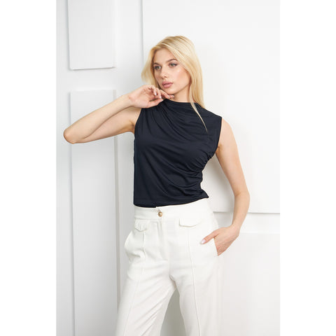 Black Neck Pleated Top | Montivo Pakistan