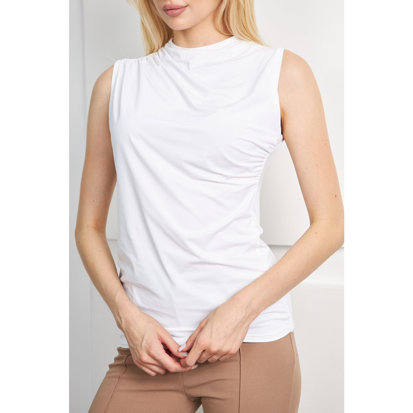 White Neck Pleated Top | Montivo Pakistan