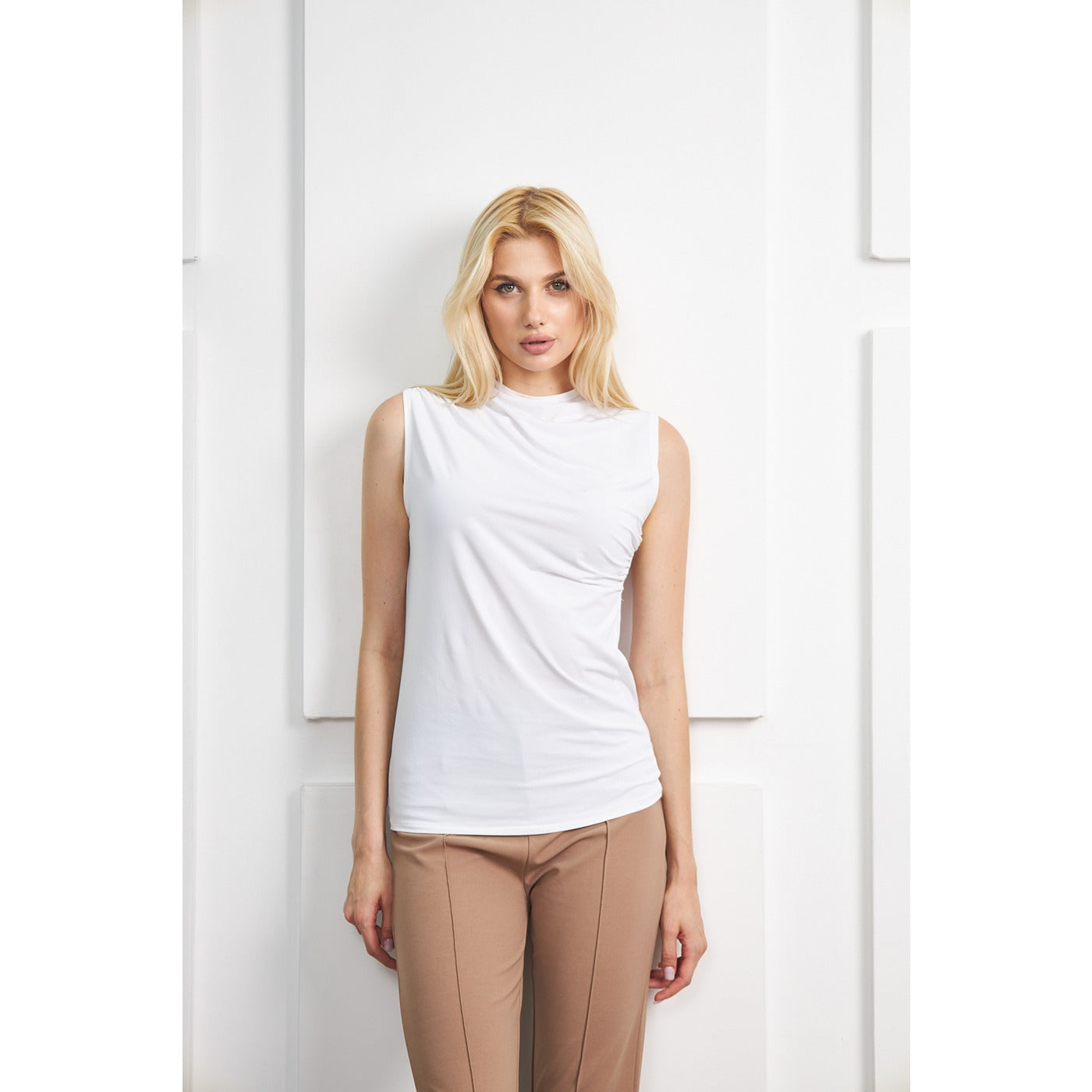 White Neck Pleated Top | Montivo Pakistan