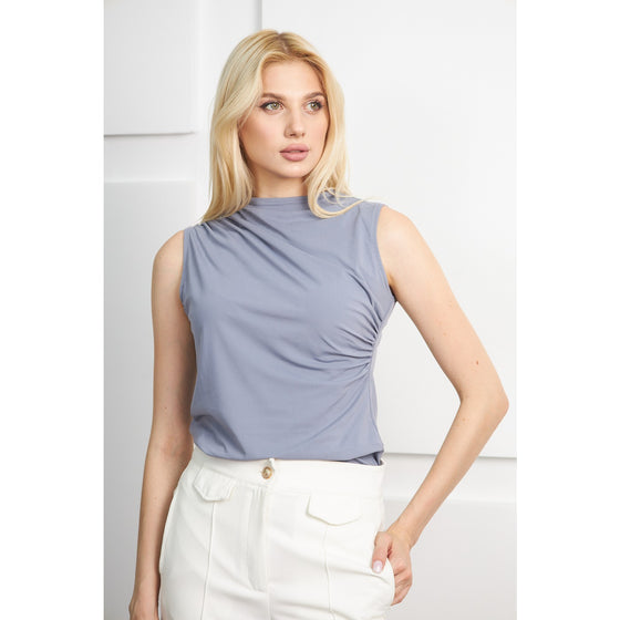 Grey Neck Pleated Top | Montivo Pakistan