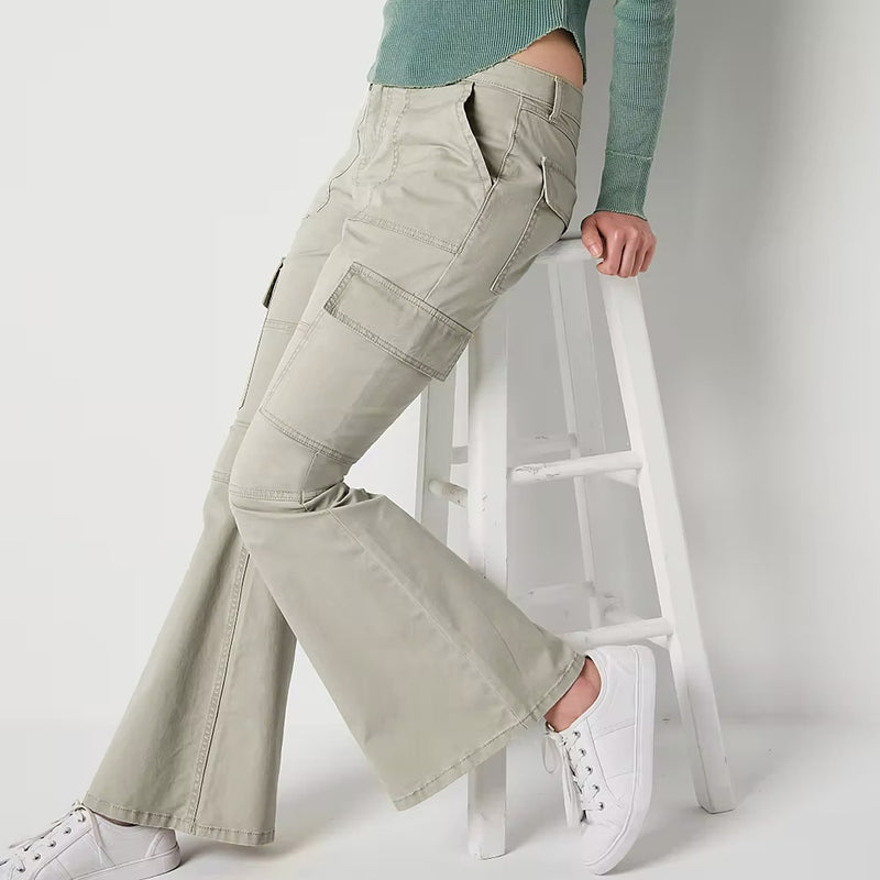 Arzna Flared Cargo Cream Pants | Montivo Pakistan