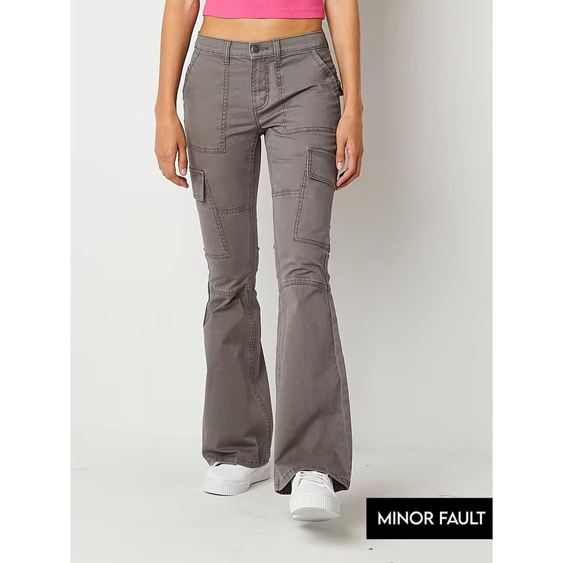 (Minor Fault) Flared Cargo Grey Pants | Montivo Pakistan