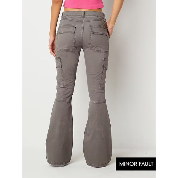 (Minor Fault) Flared Cargo Grey Pants | Montivo Pakistan