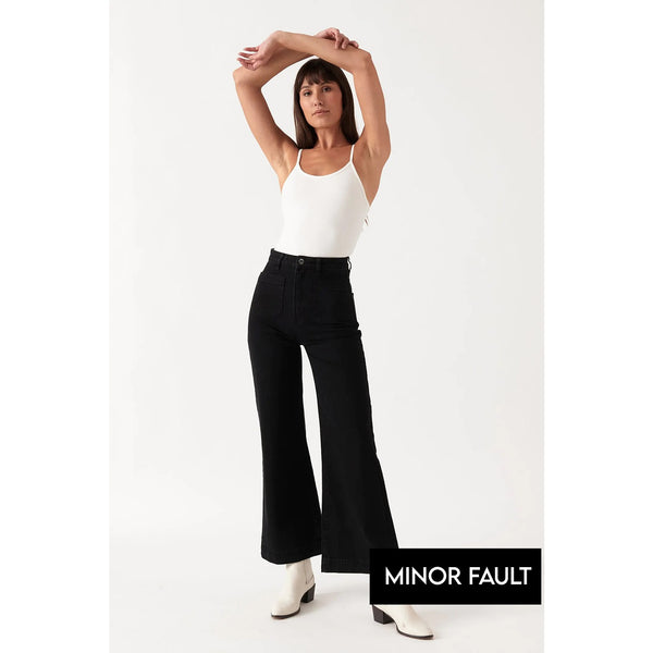 (Minor Fault) Black Twill Wide Leg Jeans | Montivo Pakistan