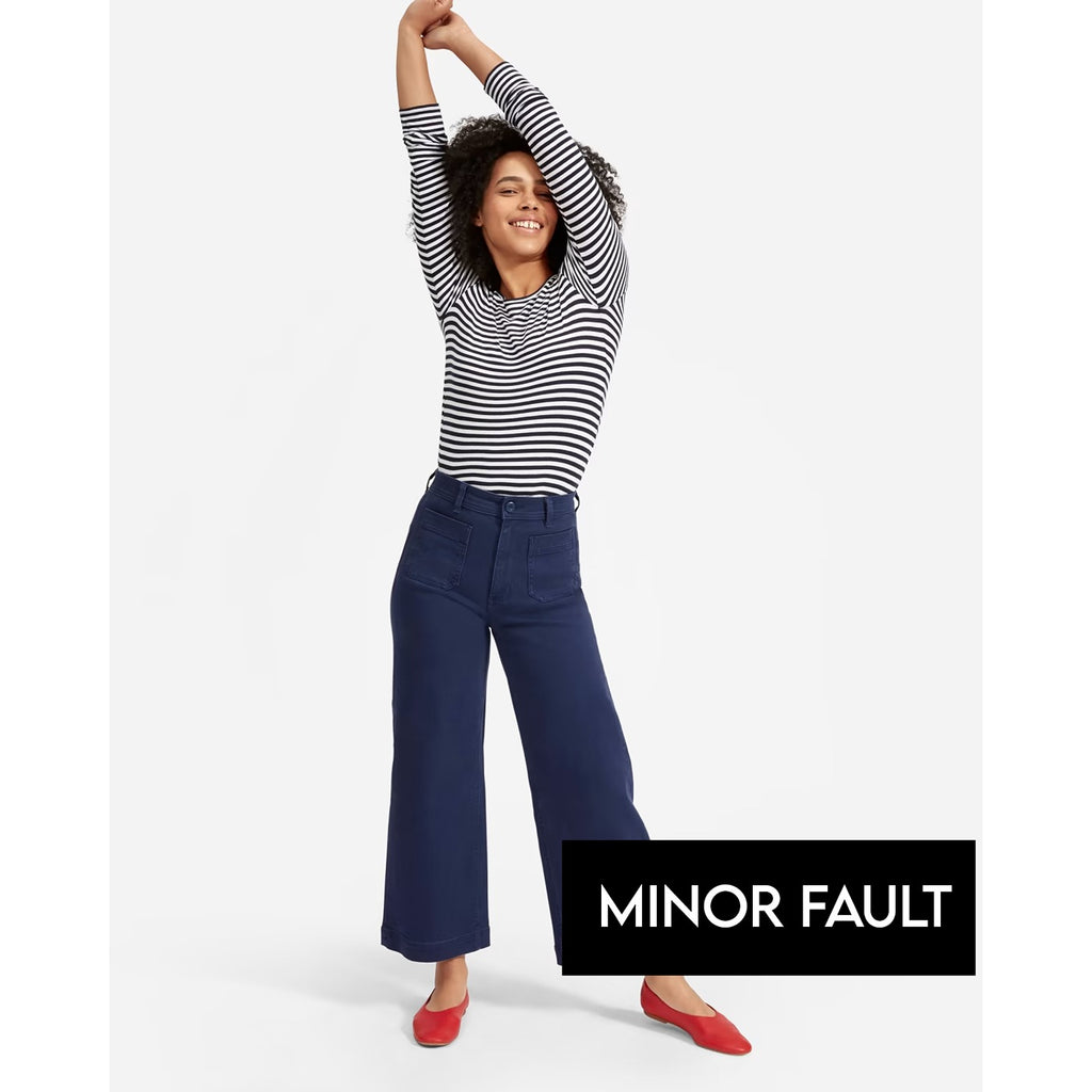 (Minor Fault) Blue Twill Wide Leg Jeans | Montivo Pakistan