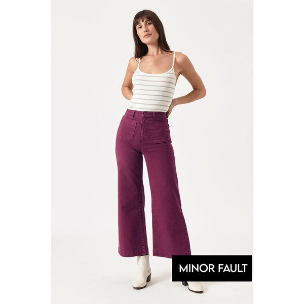 (Minor Fault) Brick Red Twill Wide Leg Jeans | Montivo Pakistan