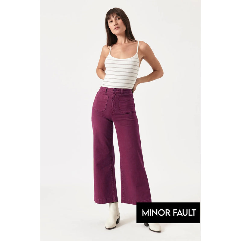 (Minor Fault) Brick Red Twill Wide Leg Jeans | Montivo Pakistan