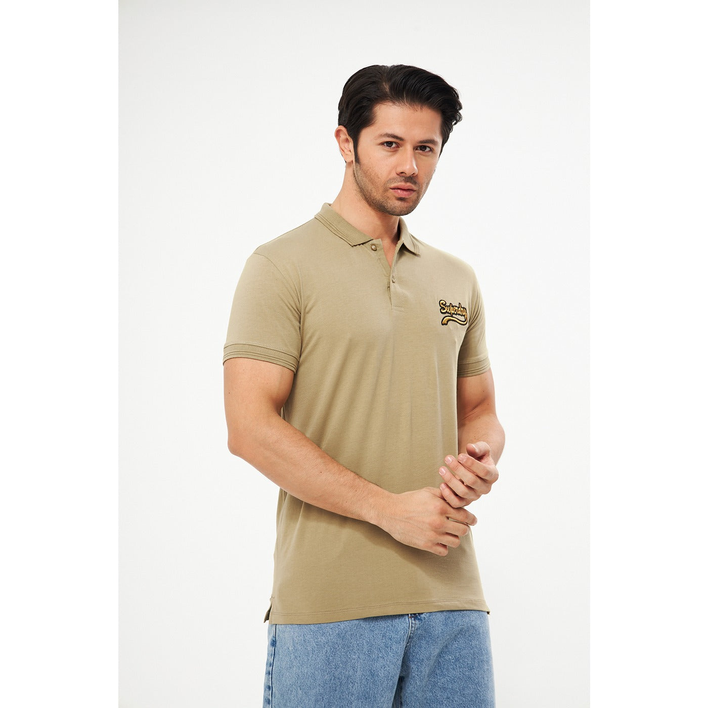 Beige Superdry Smart Fit Polo | Montivo Pakistan