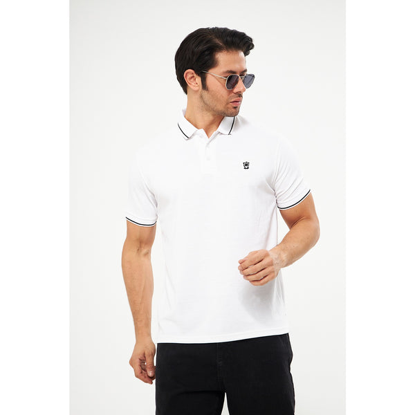 MD White Pique Tipping Polo | Montivo Pakistan