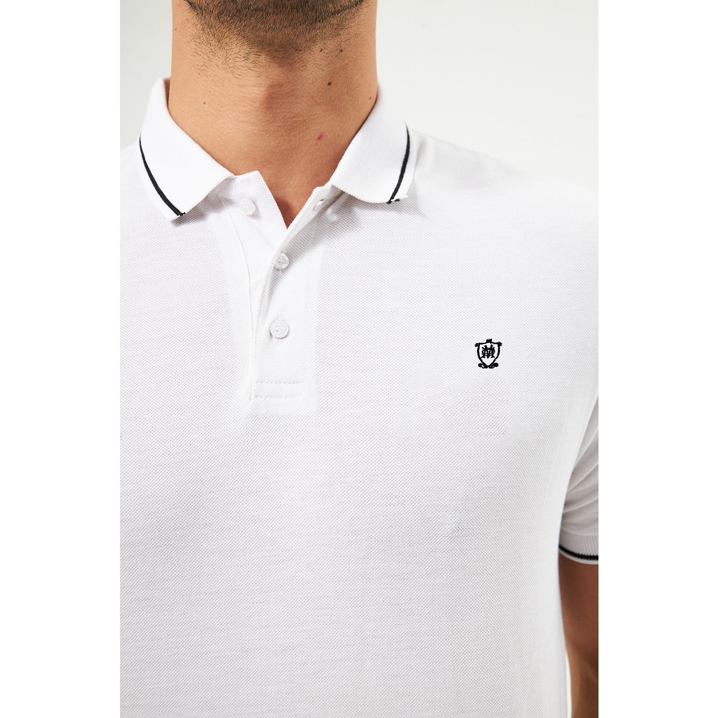 MD White Pique Tipping Polo | Montivo Pakistan