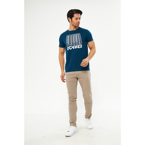 Teal Blue Scares Printed Tshirt | Montivo Pakistan
