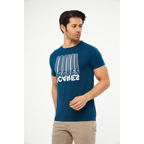 Teal Blue Scares Printed Tshirt | Montivo Pakistan