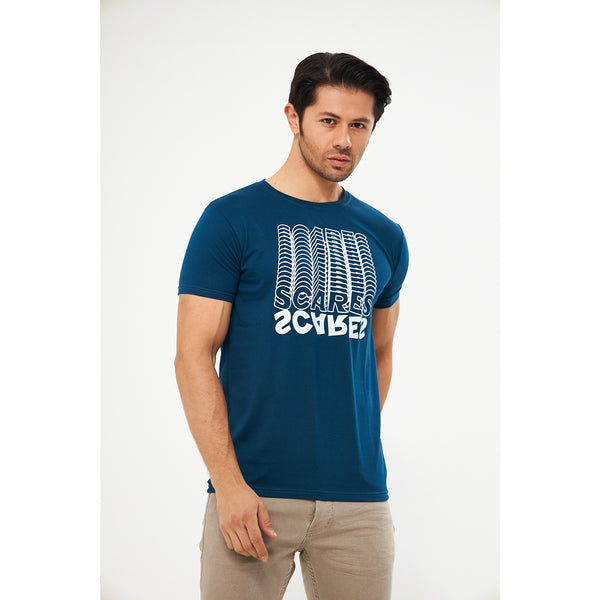 Teal Blue Scares Printed Tshirt | Montivo Pakistan