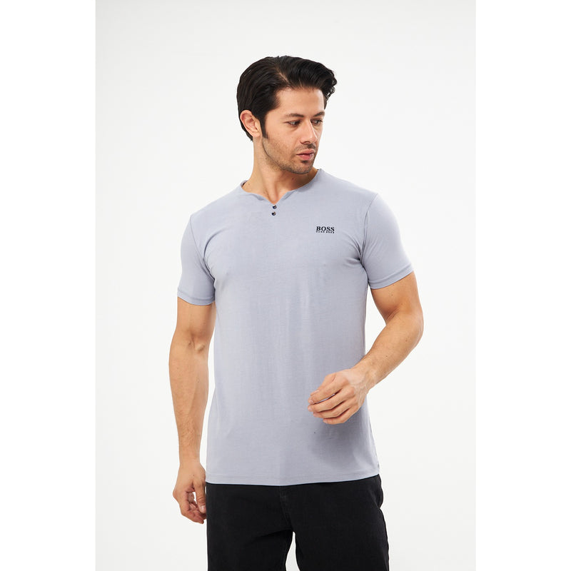 Grey V-Neck Lycra HB Polo | Montivo Pakistan