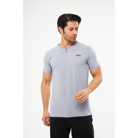 Grey V-Neck Lycra HB Polo | Montivo Pakistan