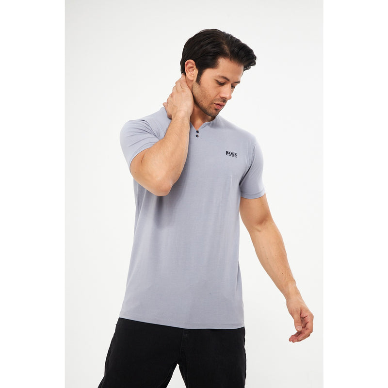 Grey V-Neck Lycra HB Polo | Montivo Pakistan