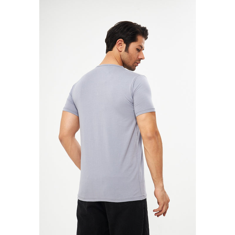 Grey V-Neck Lycra HB Polo | Montivo Pakistan
