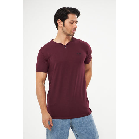 Burgundy V-Neck Lycra HB Polo | Montivo Pakistan