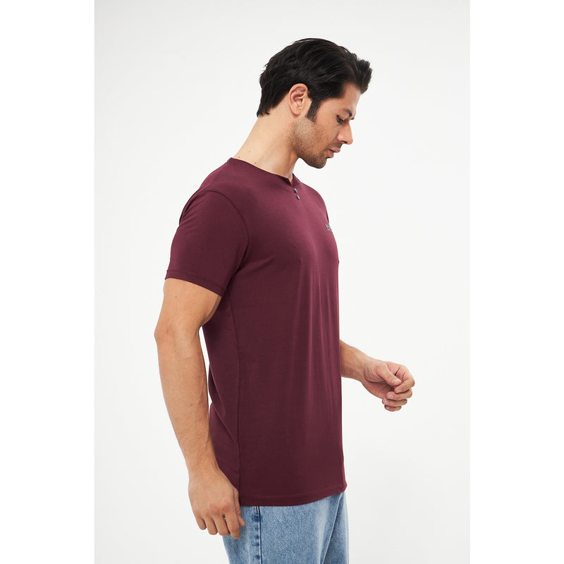 Burgundy V-Neck Lycra HB Polo | Montivo Pakistan