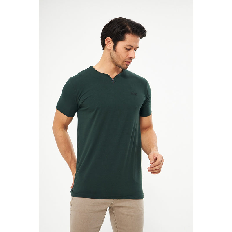 Green V-Neck Lycra HB Polo | Montivo Pakistan