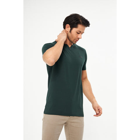 Green V-Neck Lycra HB Polo | Montivo Pakistan