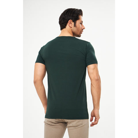 Green V-Neck Lycra HB Polo | Montivo Pakistan