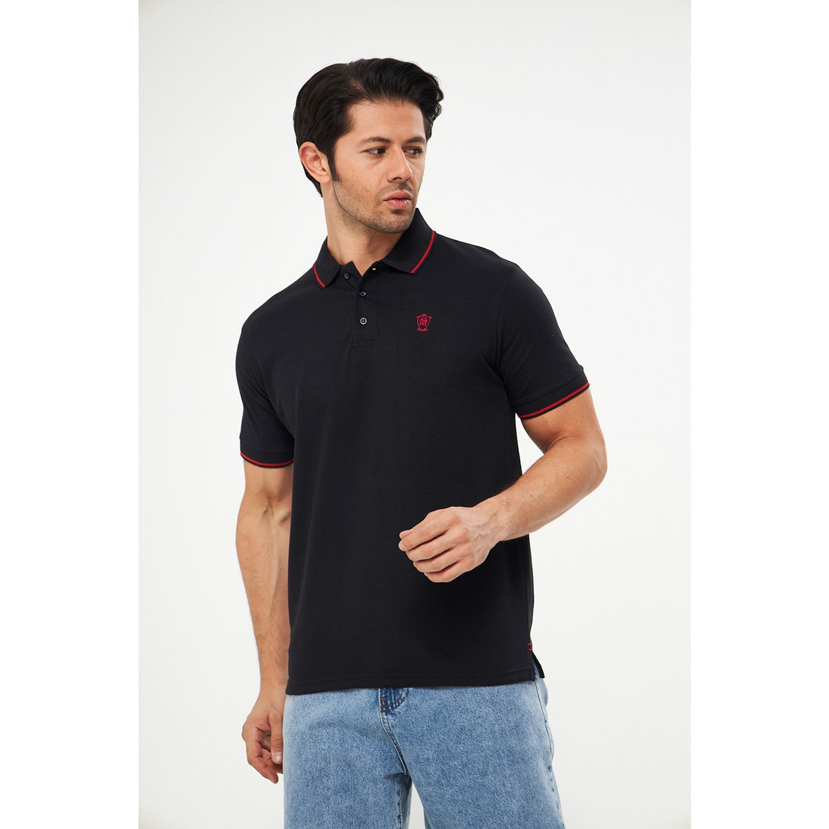 MD Black Pique Tipping Polo | Montivo Pakistan