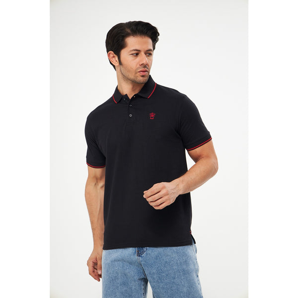 MD Black Pique Tipping Polo | Montivo Pakistan