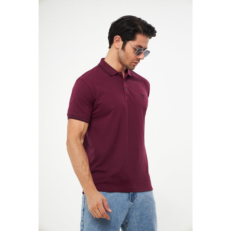 MD Burgundy Pique Tipping Polo | Montivo Pakistan