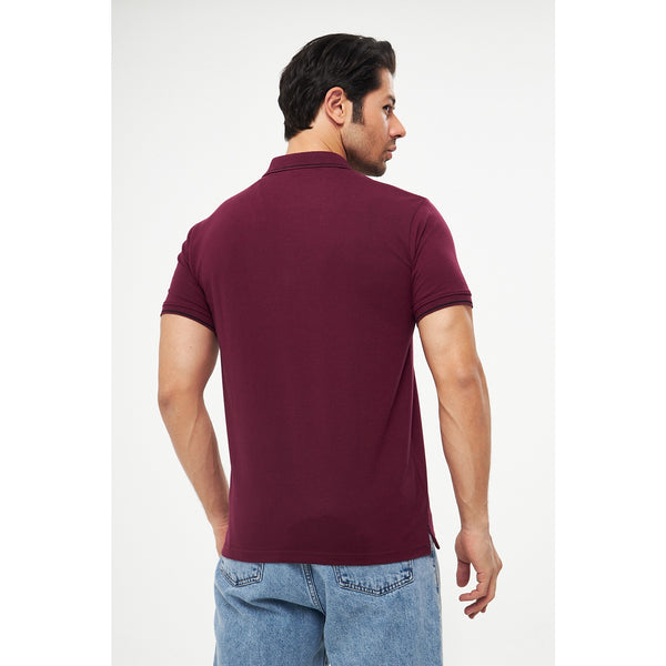 MD Burgundy Pique Tipping Polo | Montivo Pakistan