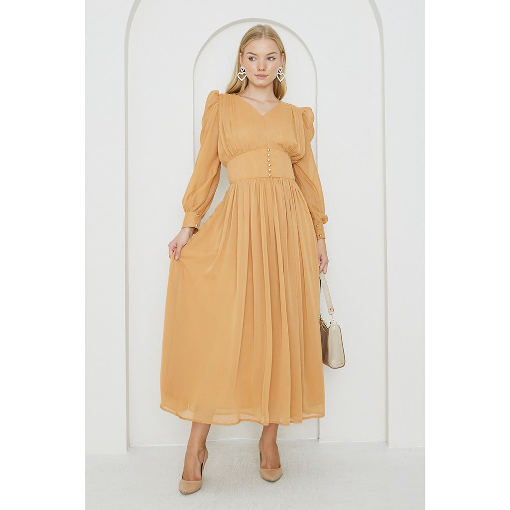 Mustard 2024 chiffon dress