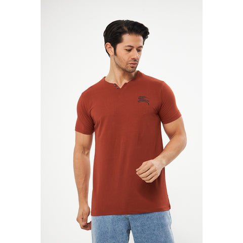 Rust V Neck Polo Tshirt | Montivo Pakistan