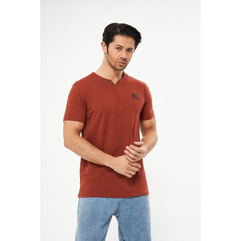 Rust V Neck Polo Tshirt | Montivo Pakistan