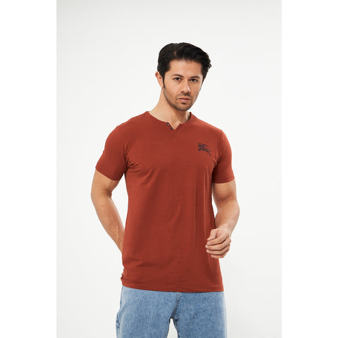 Rust V Neck Polo Tshirt | Montivo Pakistan