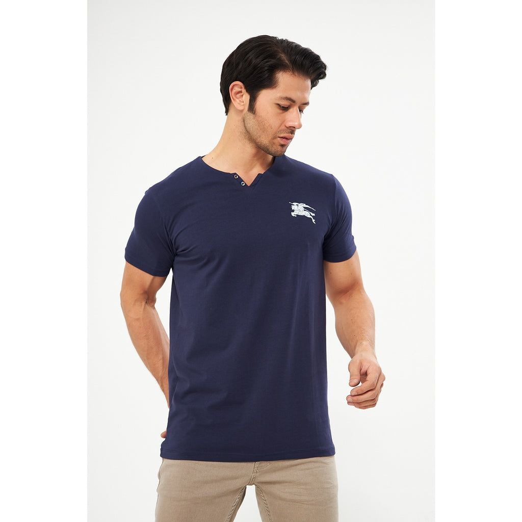 Navy V Neck Polo Tshirt – Montivo
