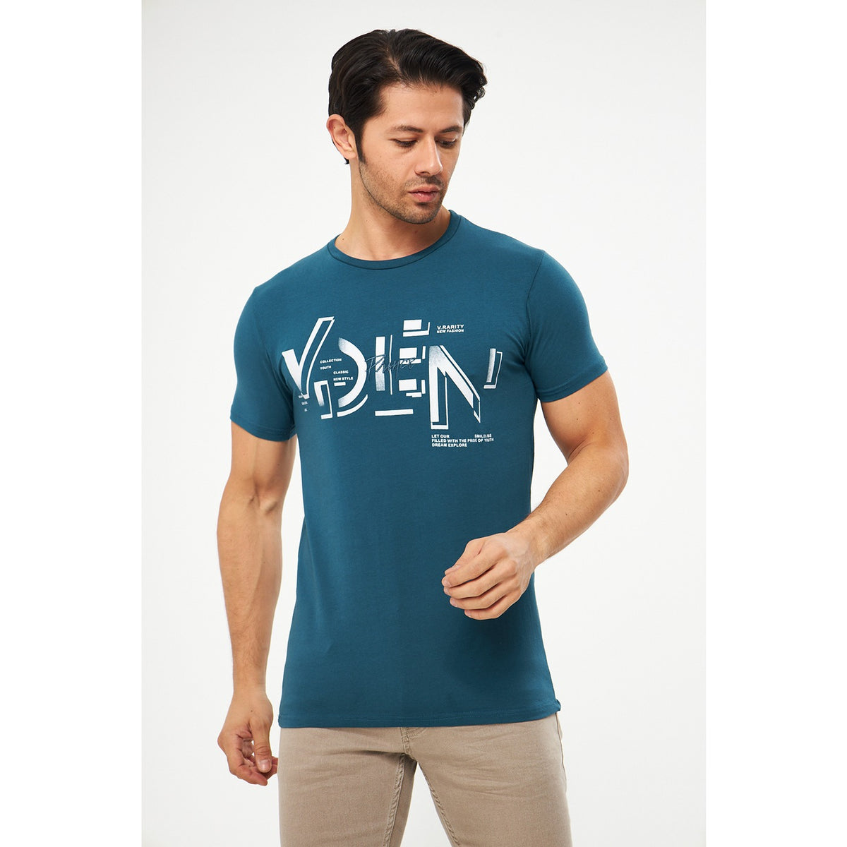 Teal Blue Graphic Printed Tshirt | Montivo Pakistan