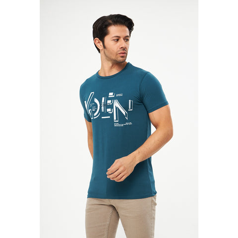 Teal Blue Graphic Printed Tshirt | Montivo Pakistan