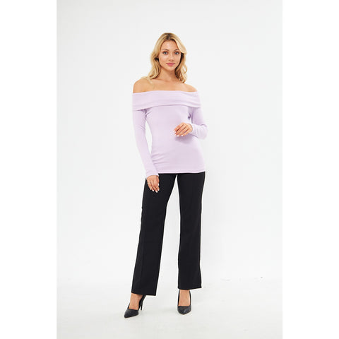Lilac Rib Off-Shoulder Top | Montivo Pakistan