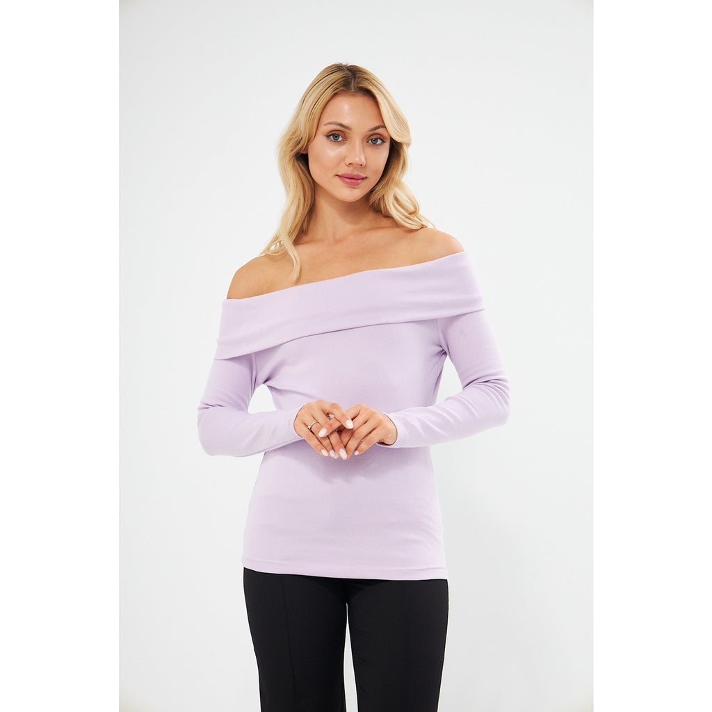 Lilac Rib Off-Shoulder Top | Montivo Pakistan