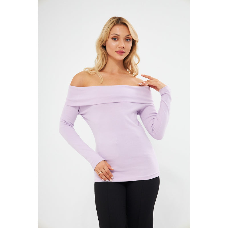 Lilac Rib Off-Shoulder Top | Montivo Pakistan