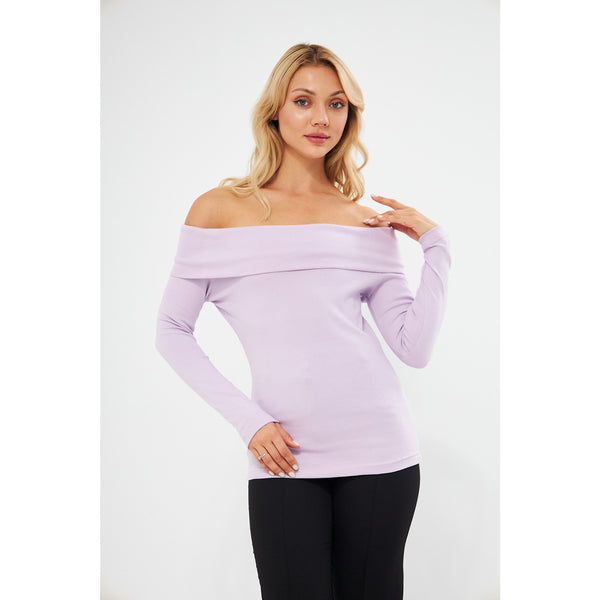 Lilac Rib Off-Shoulder Top | Montivo Pakistan