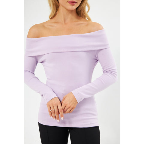 Lilac Rib Off-Shoulder Top | Montivo Pakistan