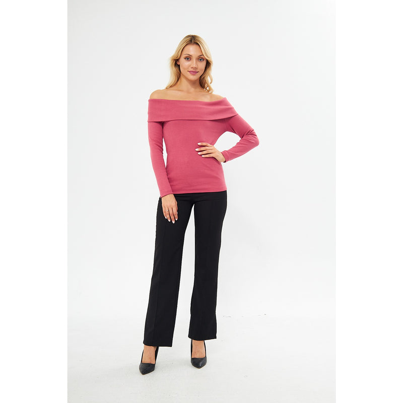 Pink Rib Off-Shoulder Top | Montivo Pakistan