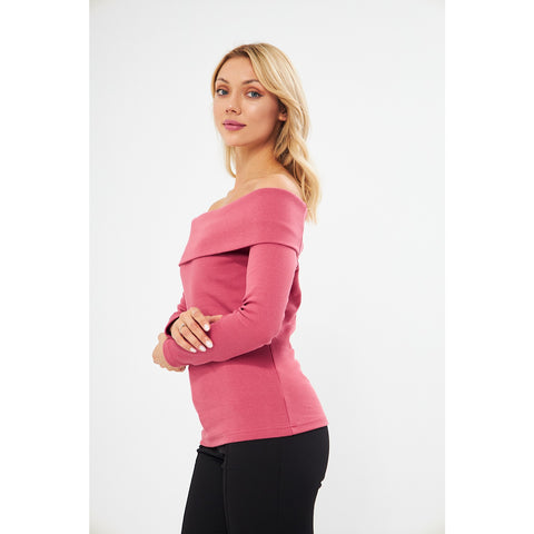 Pink Rib Off-Shoulder Top | Montivo Pakistan